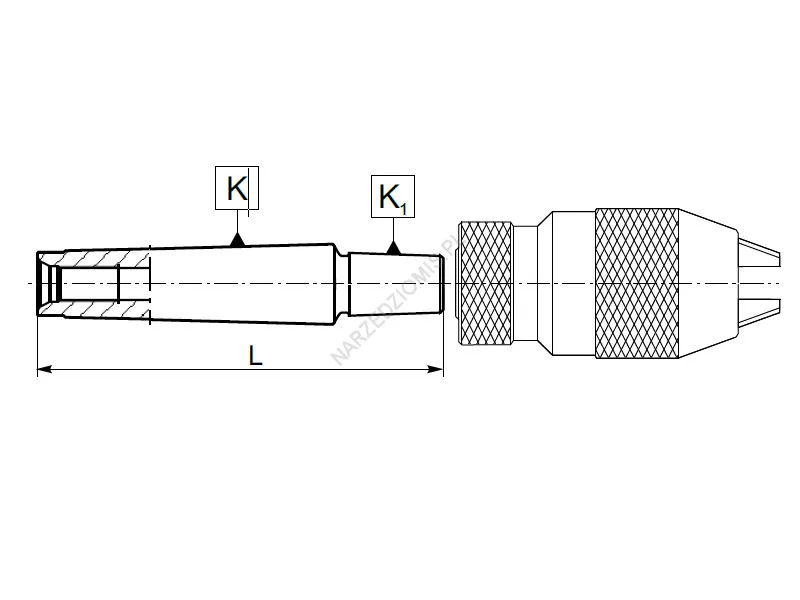 Rysunek techniczny: Trzpień z chw. Morse'a z gw.do uchwytów wiertarskich DIN 238: T.5363 MS4/B16 - KOLNO